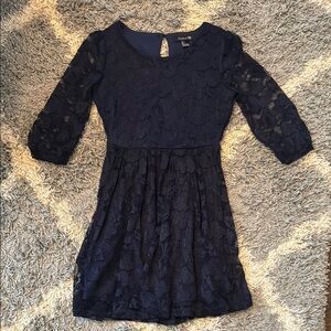Navy Lace Dress with 3/4 Sleeves